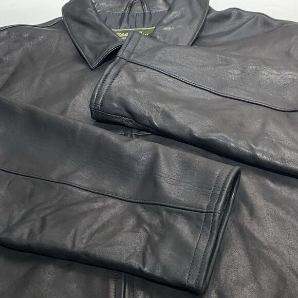 Eddie Bauer Jacket Black Soft Lamb Leather Jacket Coat Full Zip Mens XL Tall - Picture 7 of 10